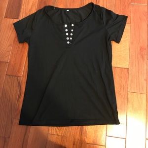Black 1/4 button T-shirt